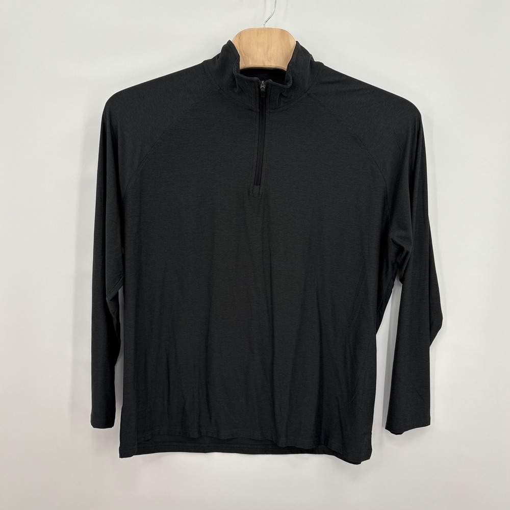 01.ALGO Performance Quarter Zip Pullover Mens XXL Black Heather UPF 40 Quick Dry